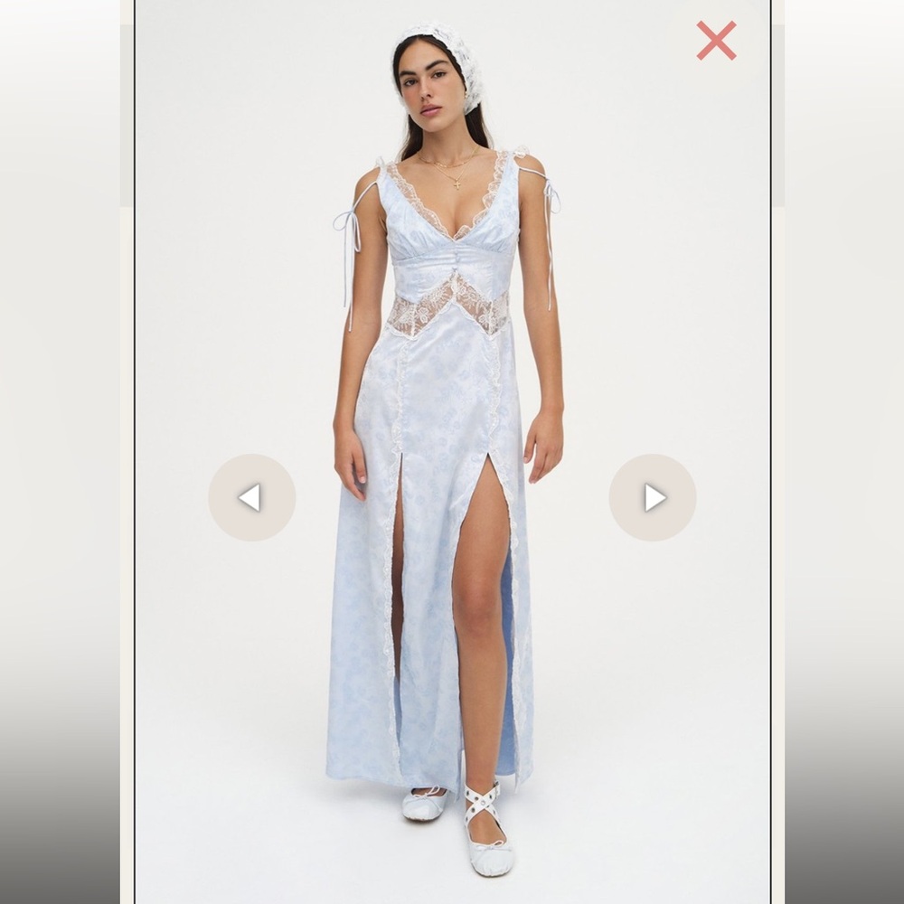 For Love And Lemons Blue Maxi Gown with Slits - Picture 3 of 6